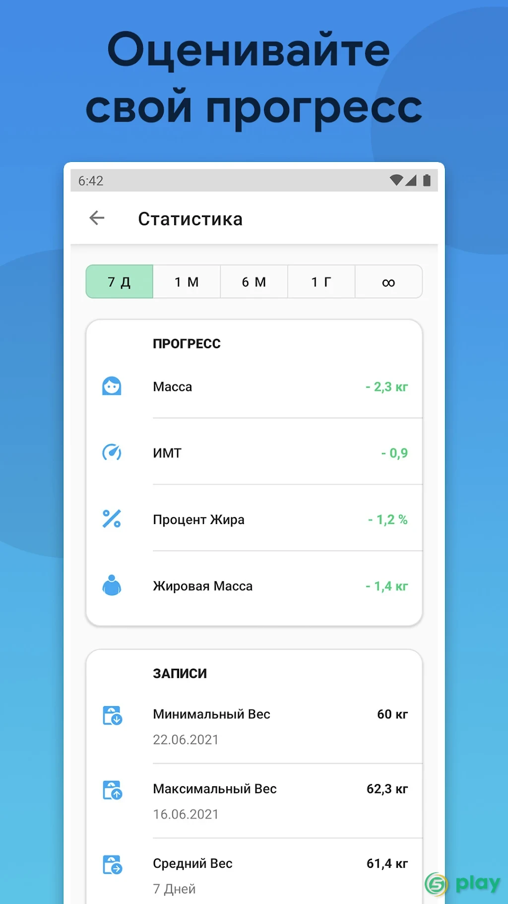Дневник Веса и ИМТ — скриншот 8