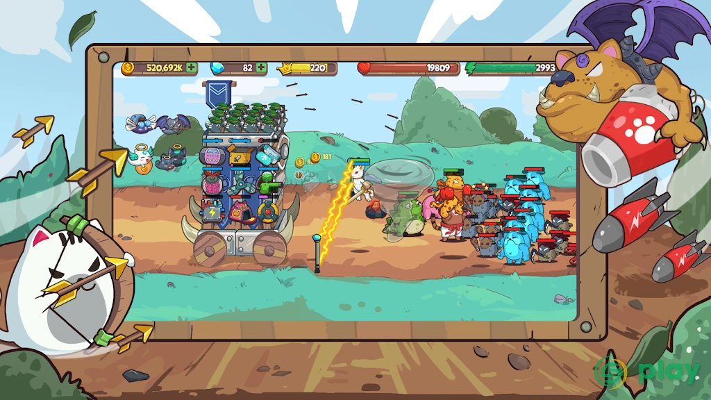 Cat'n'Robot: Idle Defense - Cute Castle TD Game — скриншот 1
