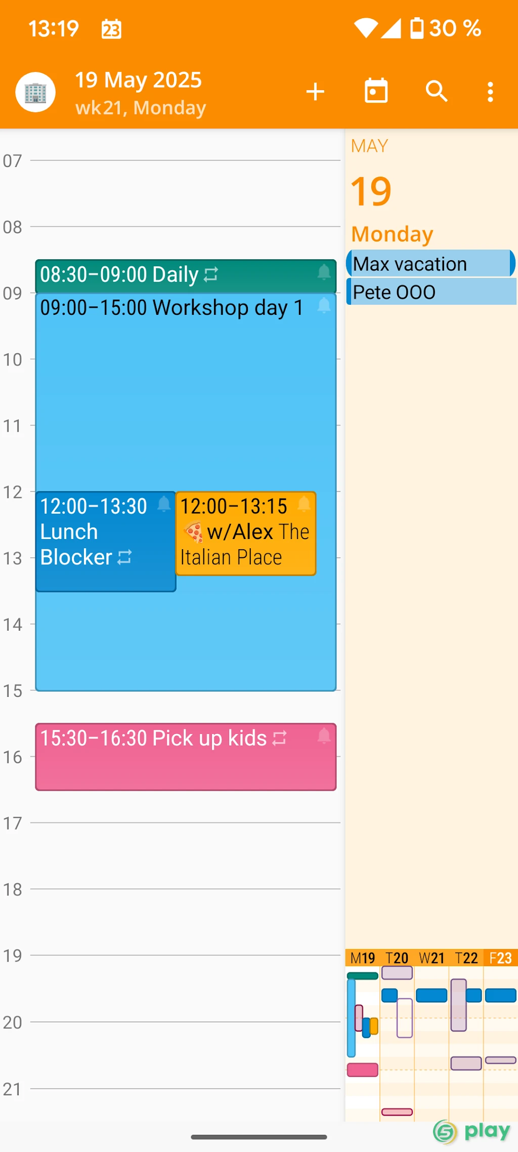 aCalendar + — скриншот 2