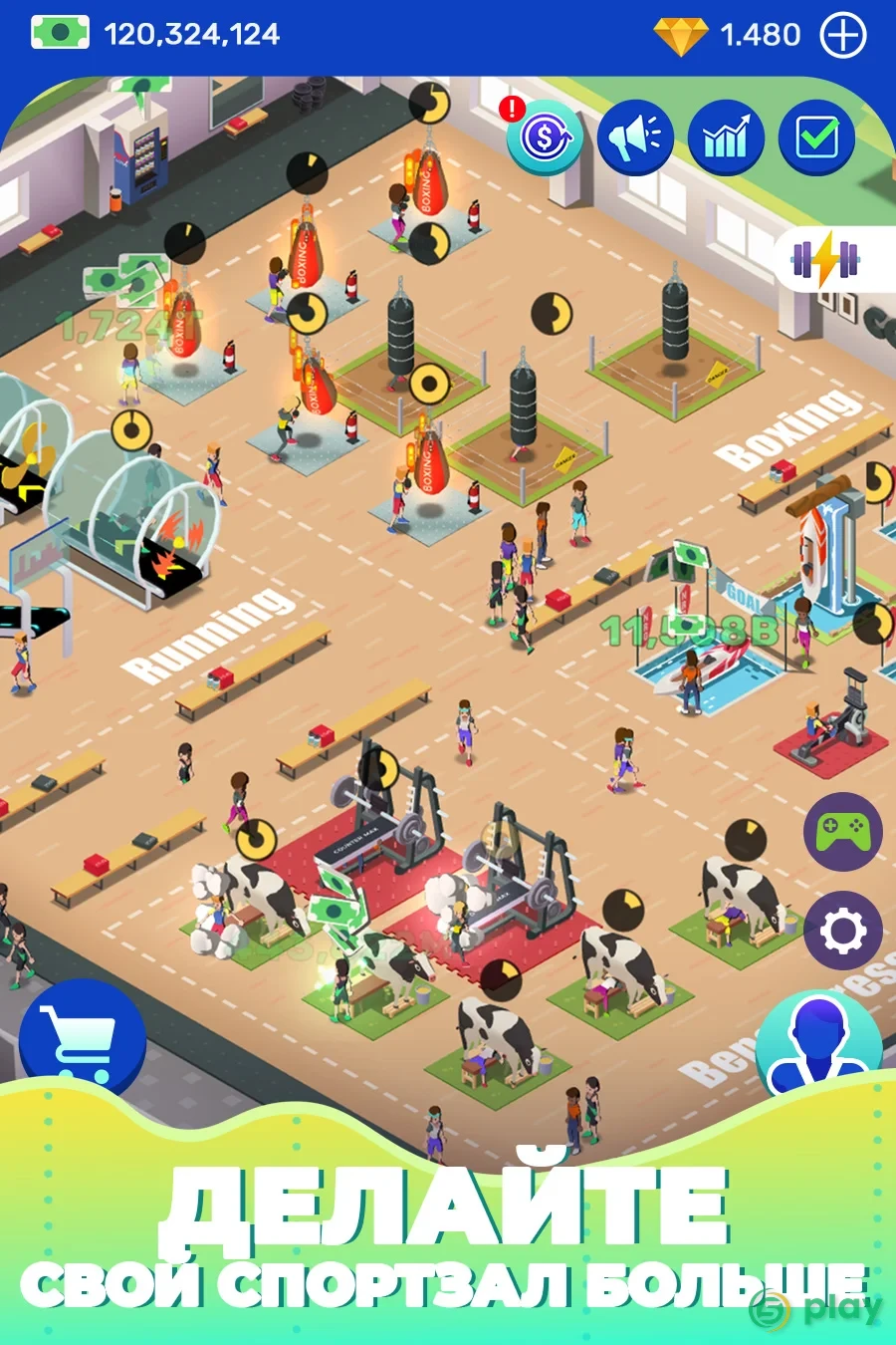 Idle Fitness Gym Tycoon - Workout Simulator Game — скриншот 4