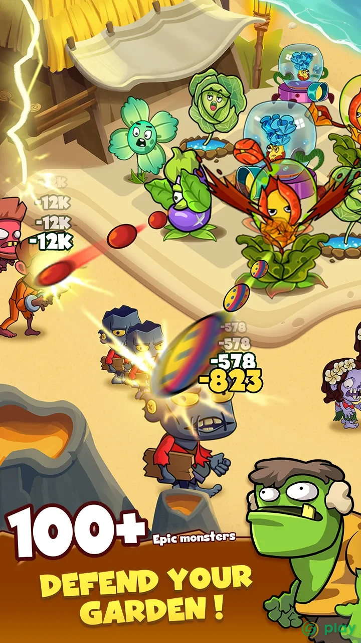 Zombie Defense - Plants War - Merge idle games — скриншот 2