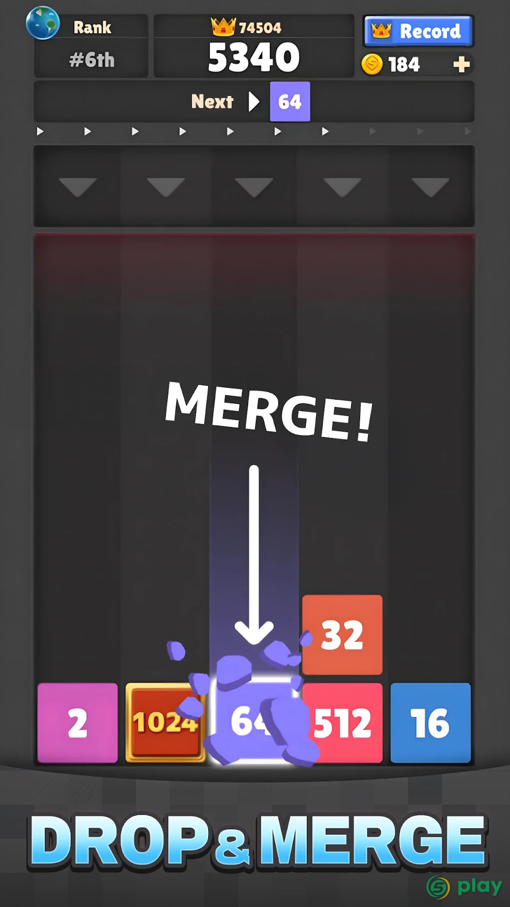 Drop The Number : Merge Game (Бросьте число) — скриншот 3