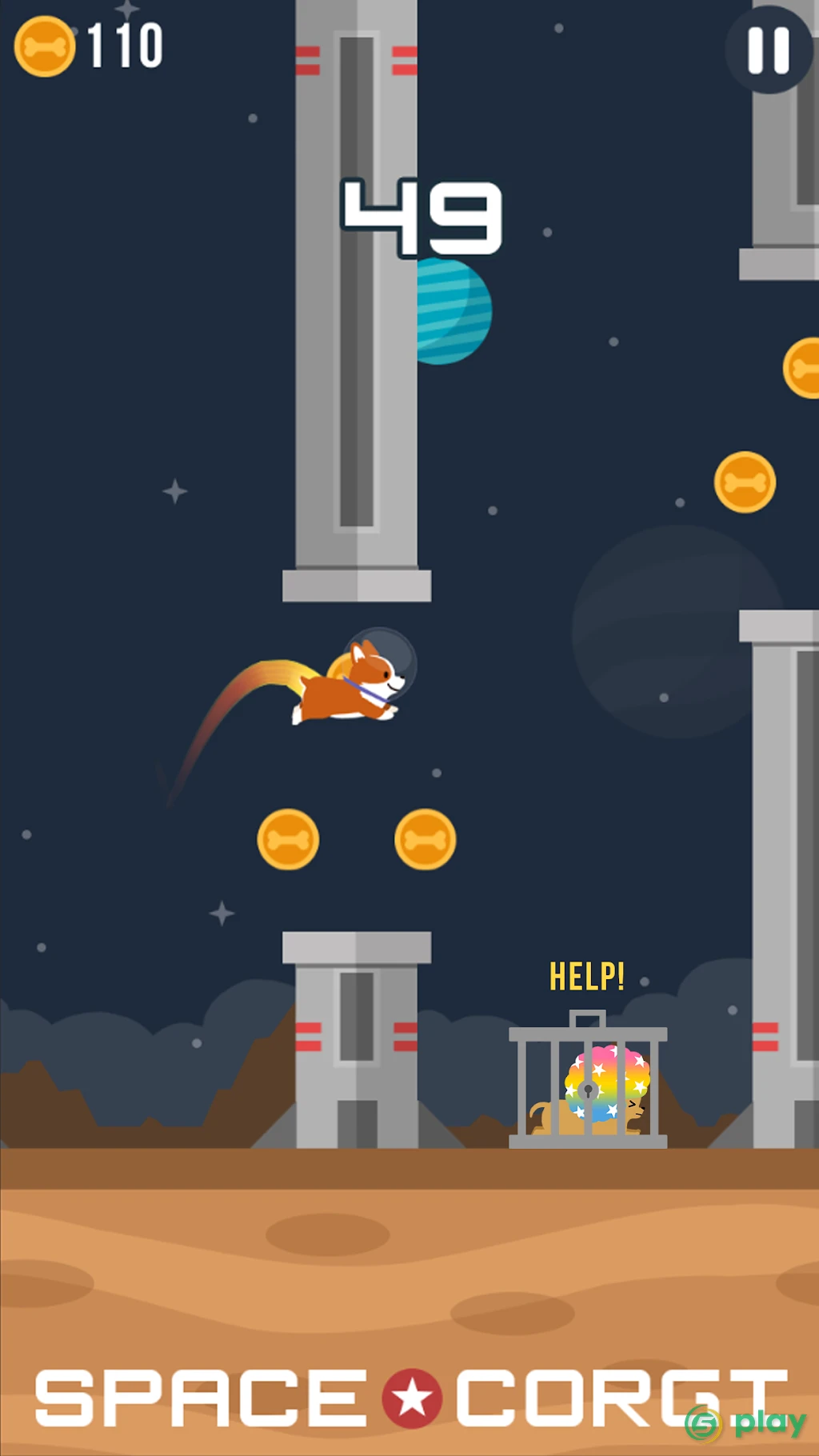 Space Corgi - Dog jumping space travel game — скриншот 3