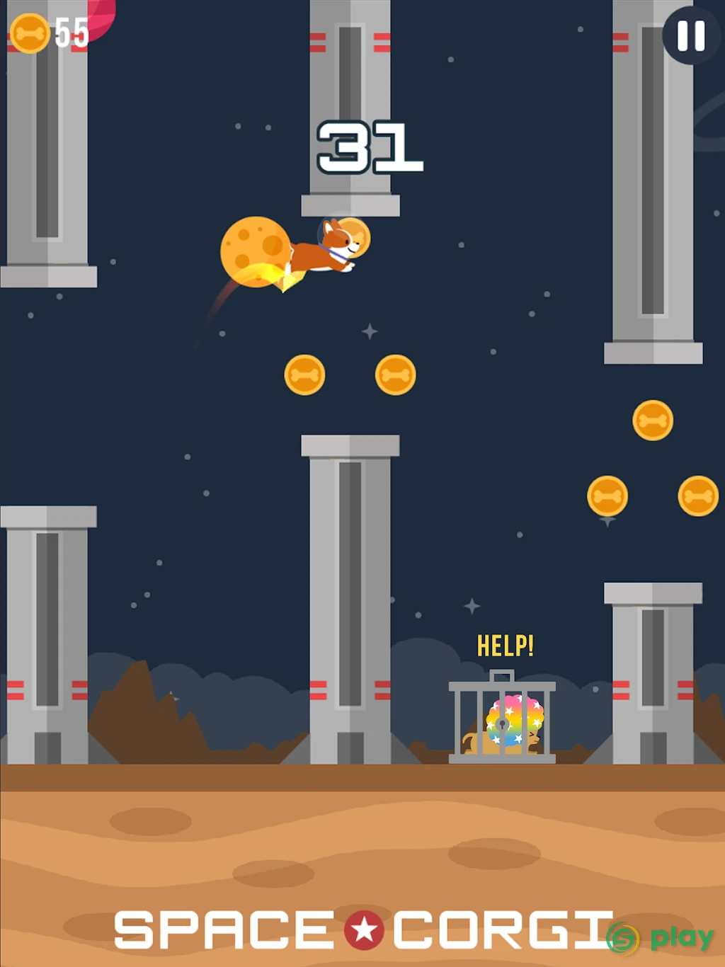 Space Corgi - Dog jumping space travel game — скриншот 7