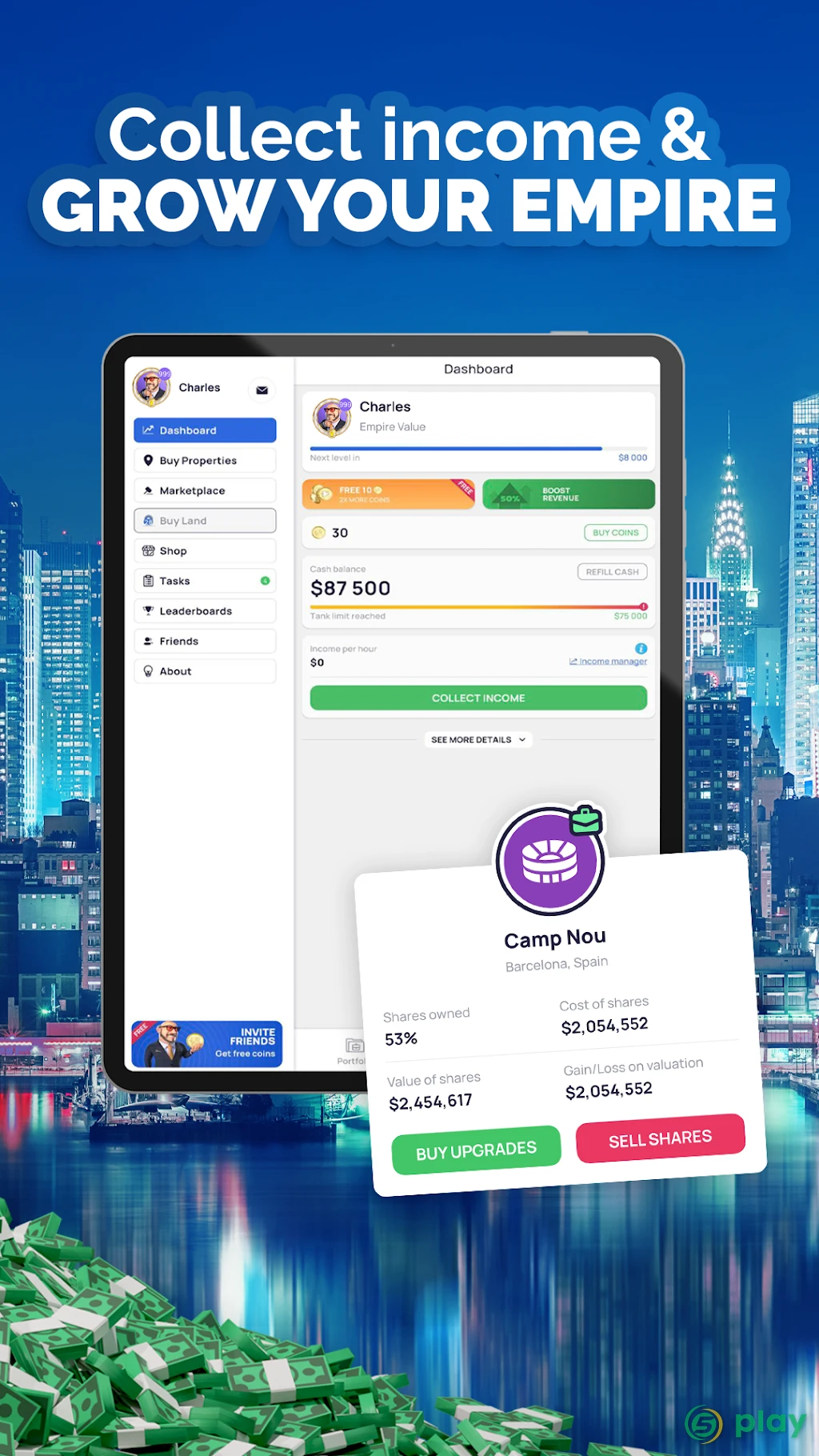 Landlord Tycoon Cash King Stocks Акции Онлайн AR — скриншот 12