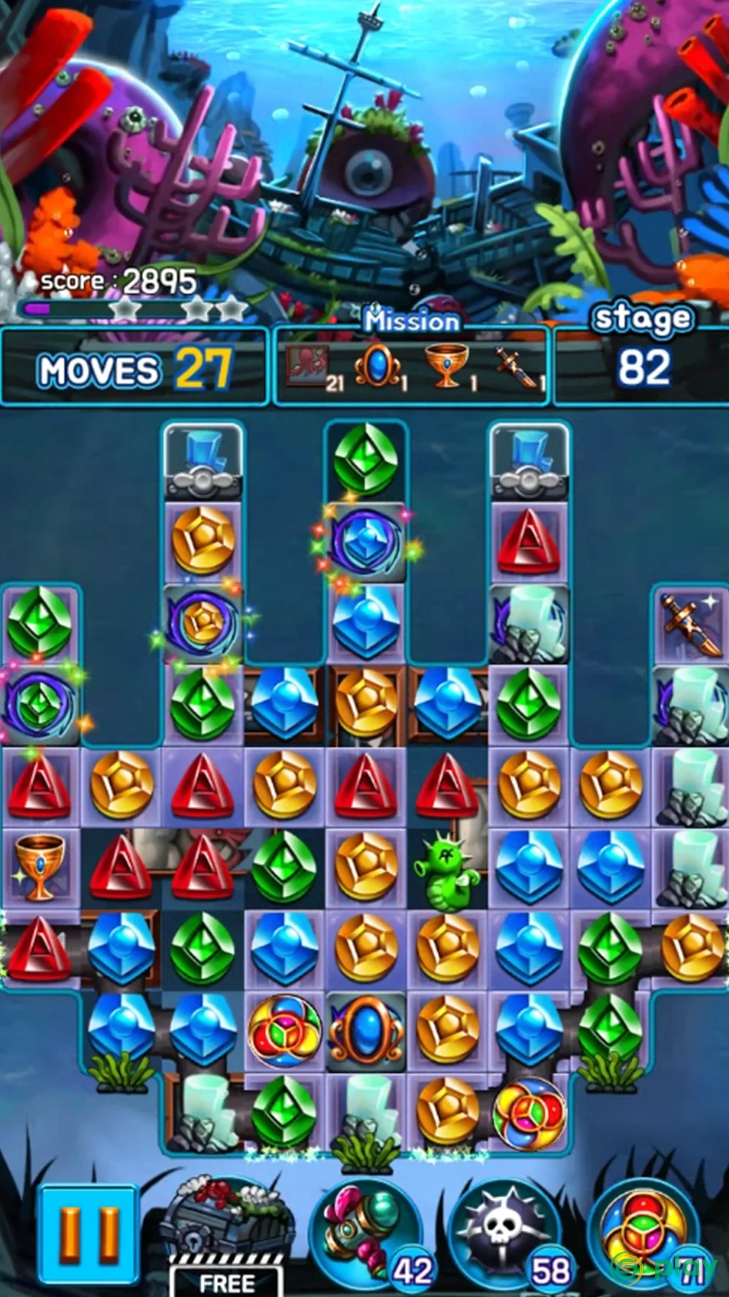 Jewel Kraken: Match3 puzzle — скриншот 8
