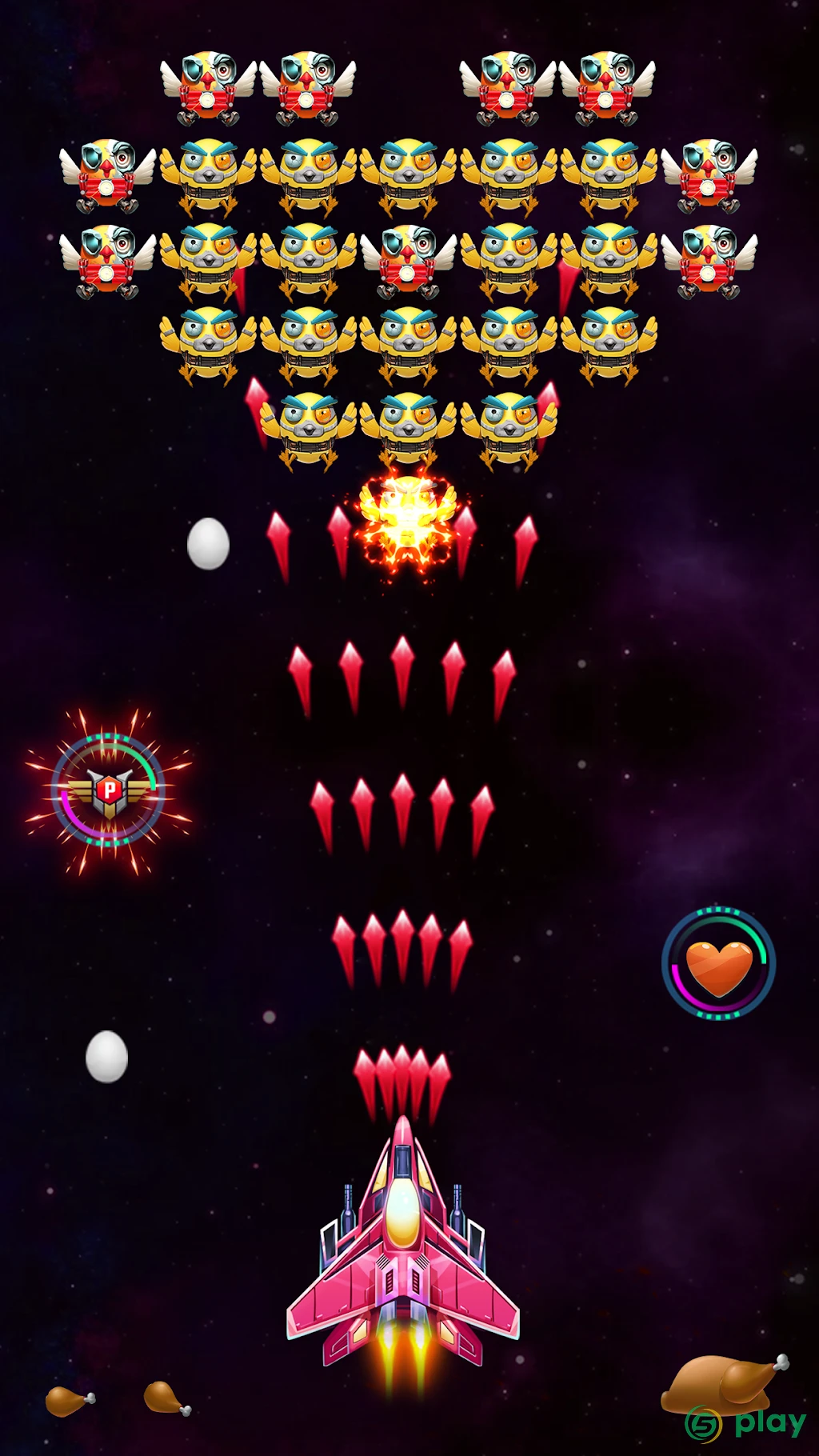 Galaxy Attack: Robot Transform Chicken Shooter — скриншот 1