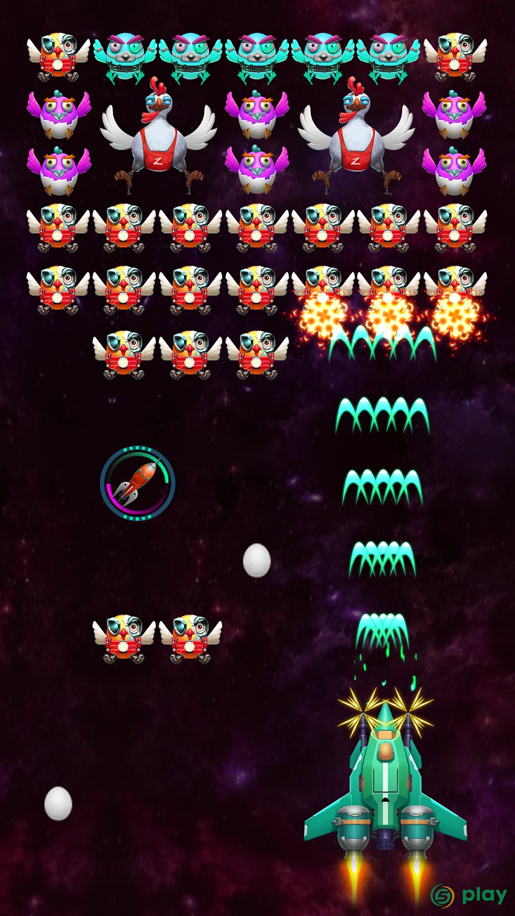 Galaxy Attack: Robot Transform Chicken Shooter — скриншот 2