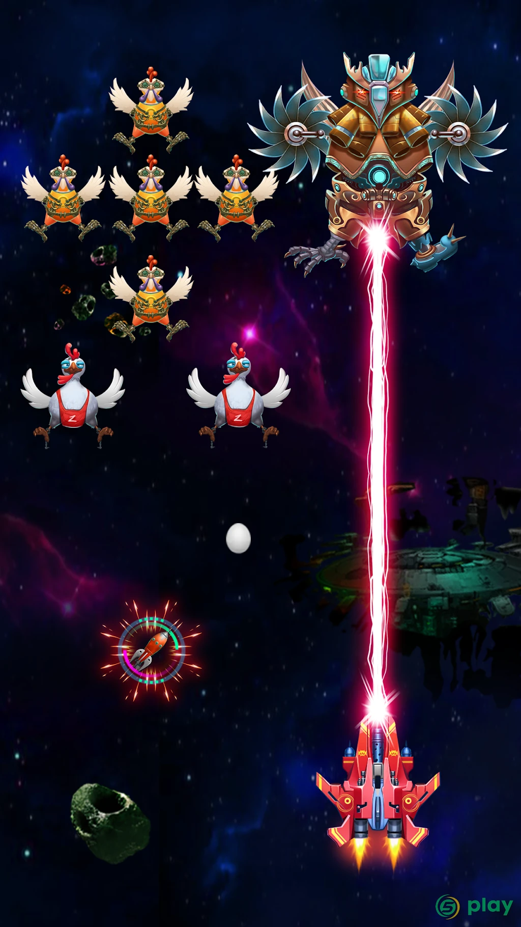 Galaxy Attack: Robot Transform Chicken Shooter — скриншот 5