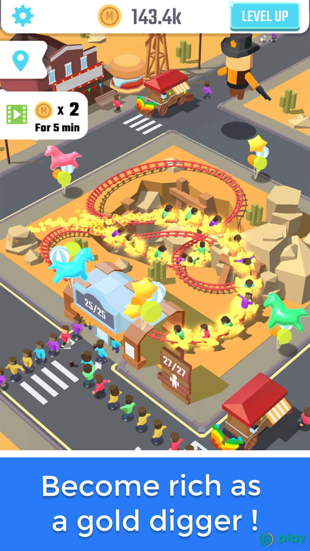 Idle Roller Coaster — скриншот 4