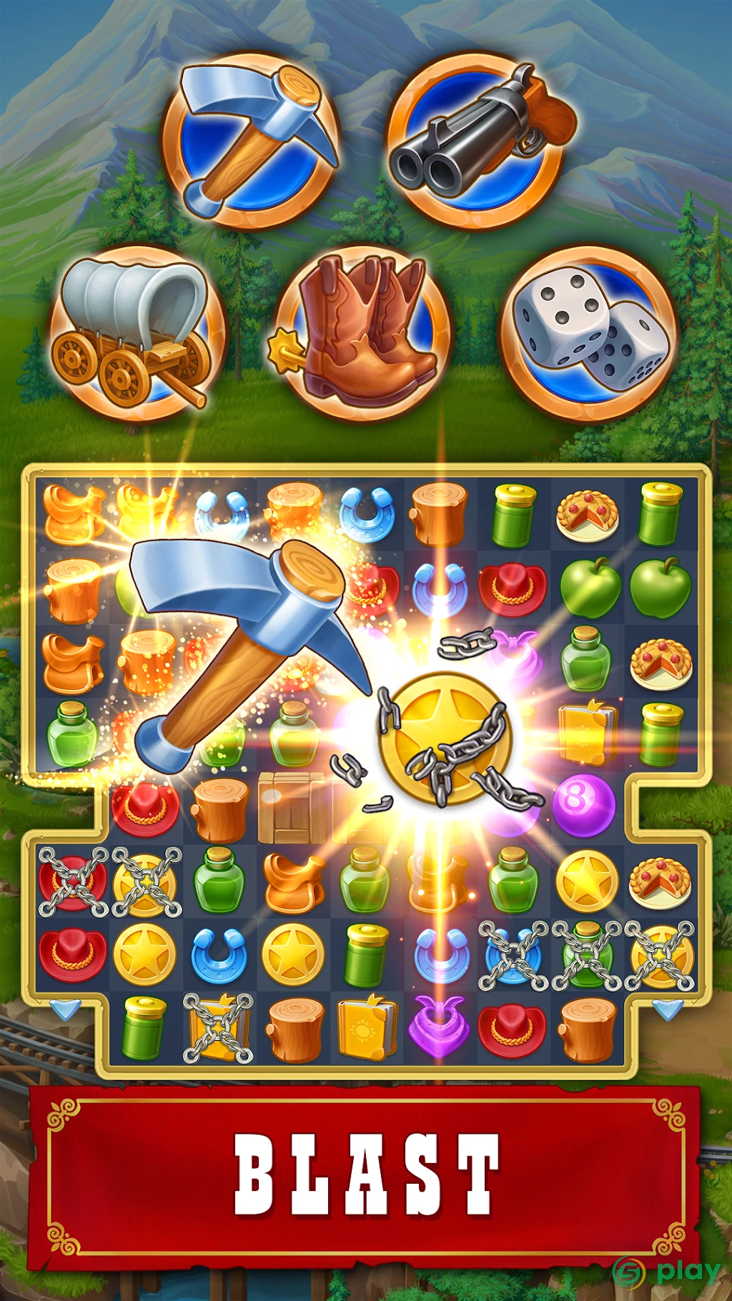 Jewels of the Wild West: игра-головоломка 3 в ряд — скриншот 3